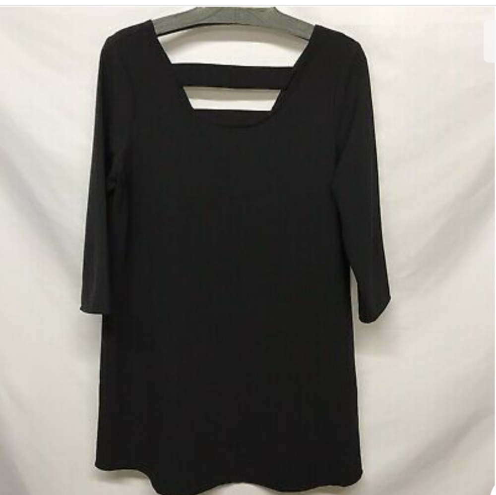 Jack Size XS Dress Black Sheath 3/4 Slv Polyester Blend Open Back W/Straps